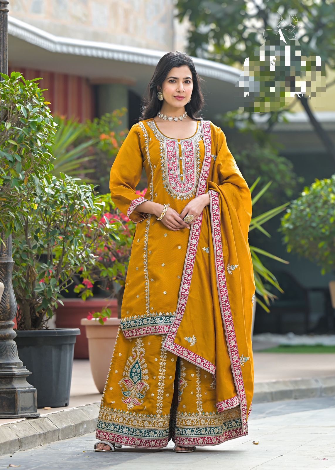 YELLOW RADIANCE Embroidered Traditional Ensemble