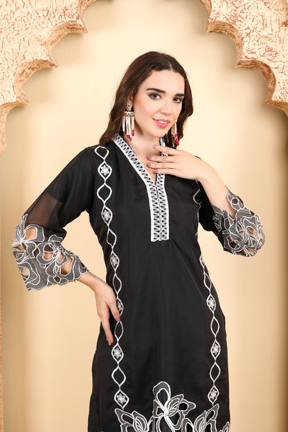 Black &amp; White Embroidered Ensemble