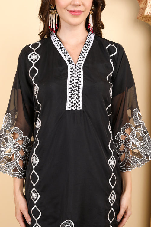 Black &amp; White Embroidered Ensemble