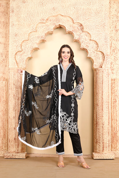 Black &amp; White Embroidered Ensemble