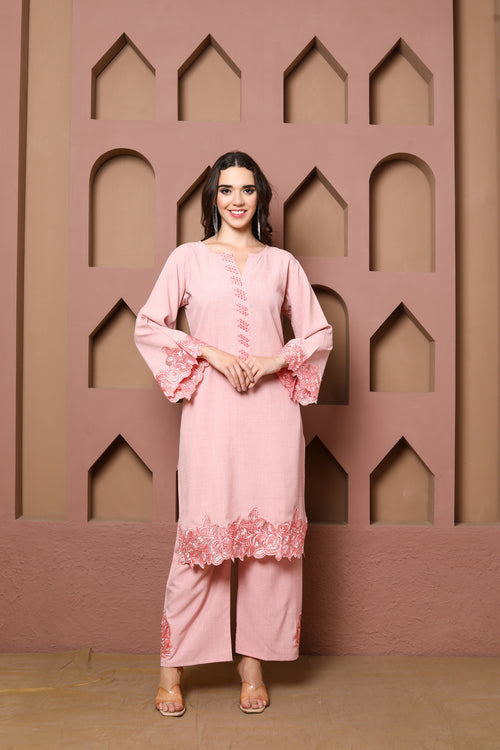 Pink Embroidered Ensemble