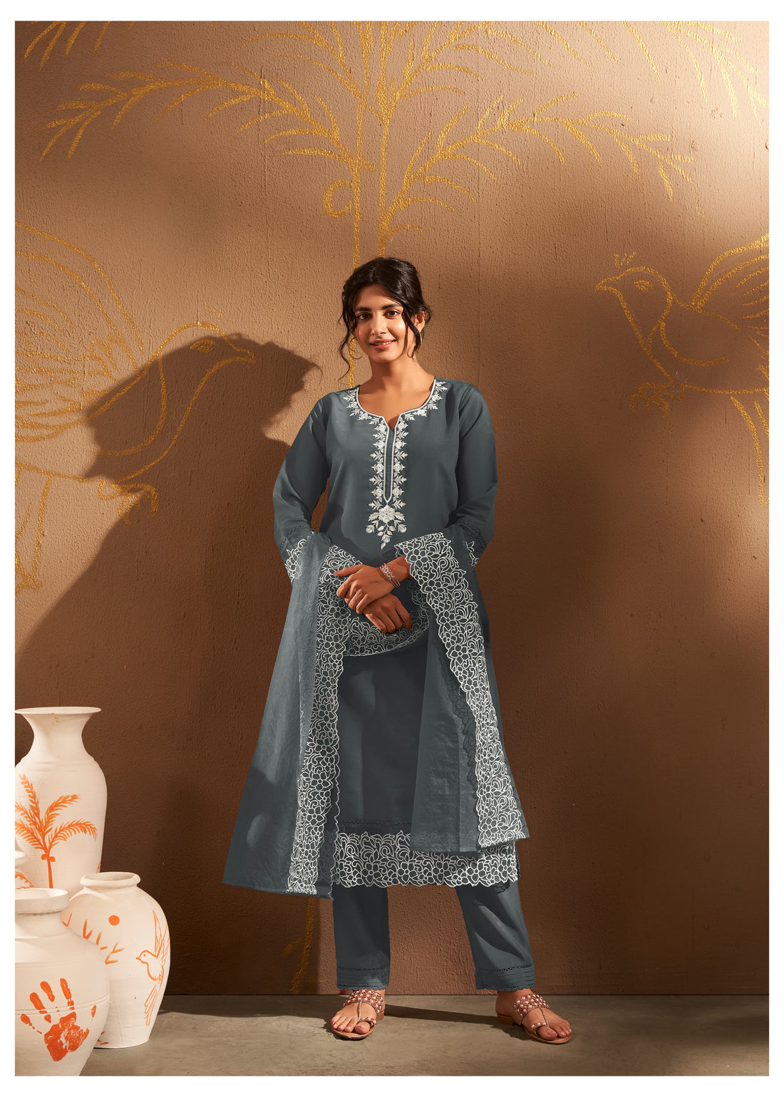 GREY GRACE Elegant Traditional Ensemble