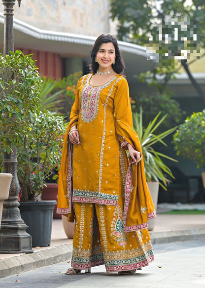 YELLOW RADIANCE Embroidered Traditional Ensemble