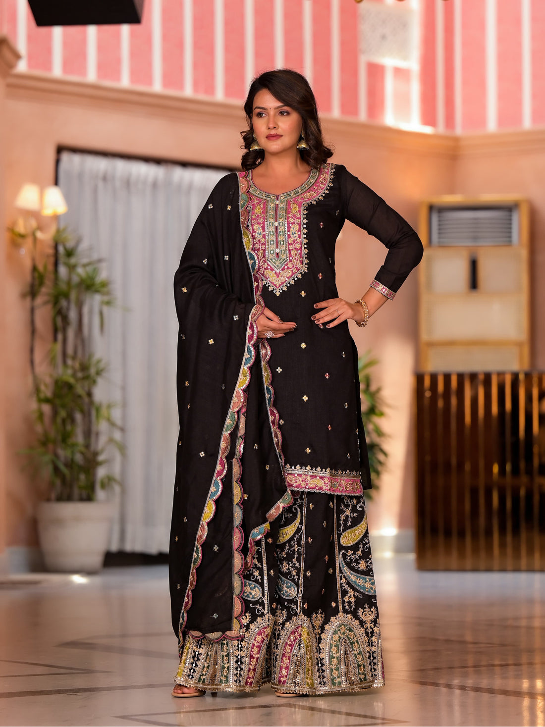 BLACK CHARM Luxurious Embroidered Ensemble